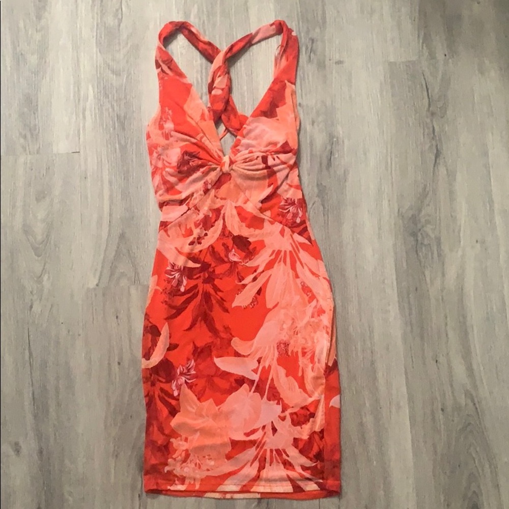 Guess combo sheer mini dress crossed back